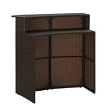 Outdoor Rattan Wicker Bar Table With a High-Top Design & Integrated Storage Shelf