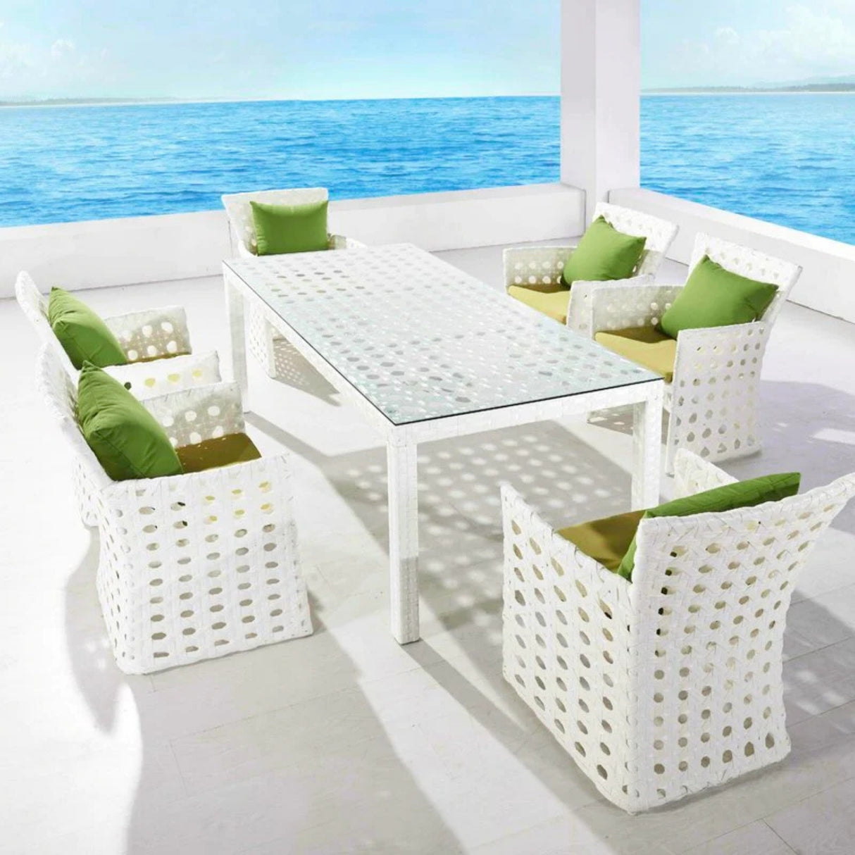 7-Piece Outdoor Rattan Wicker Dinning Table Set