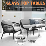 Outdoor 4 Seater Rope Conversation Sofa Set