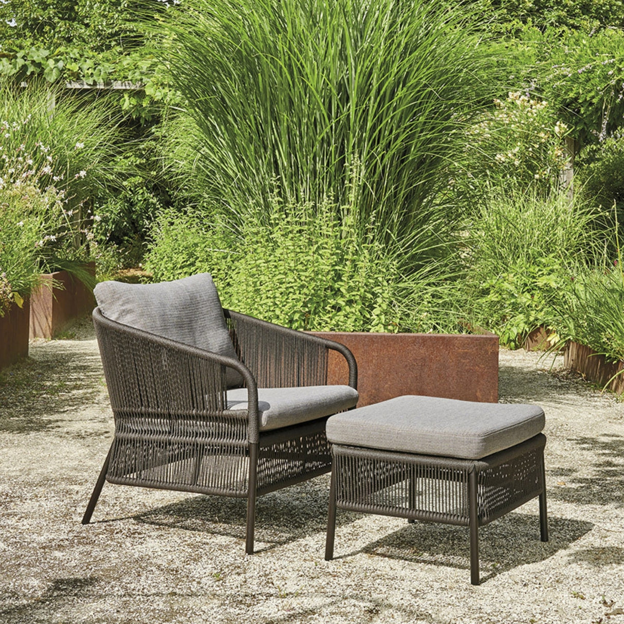 Outdoor 2 Piece Rope Patio Sofa Set (Grey)