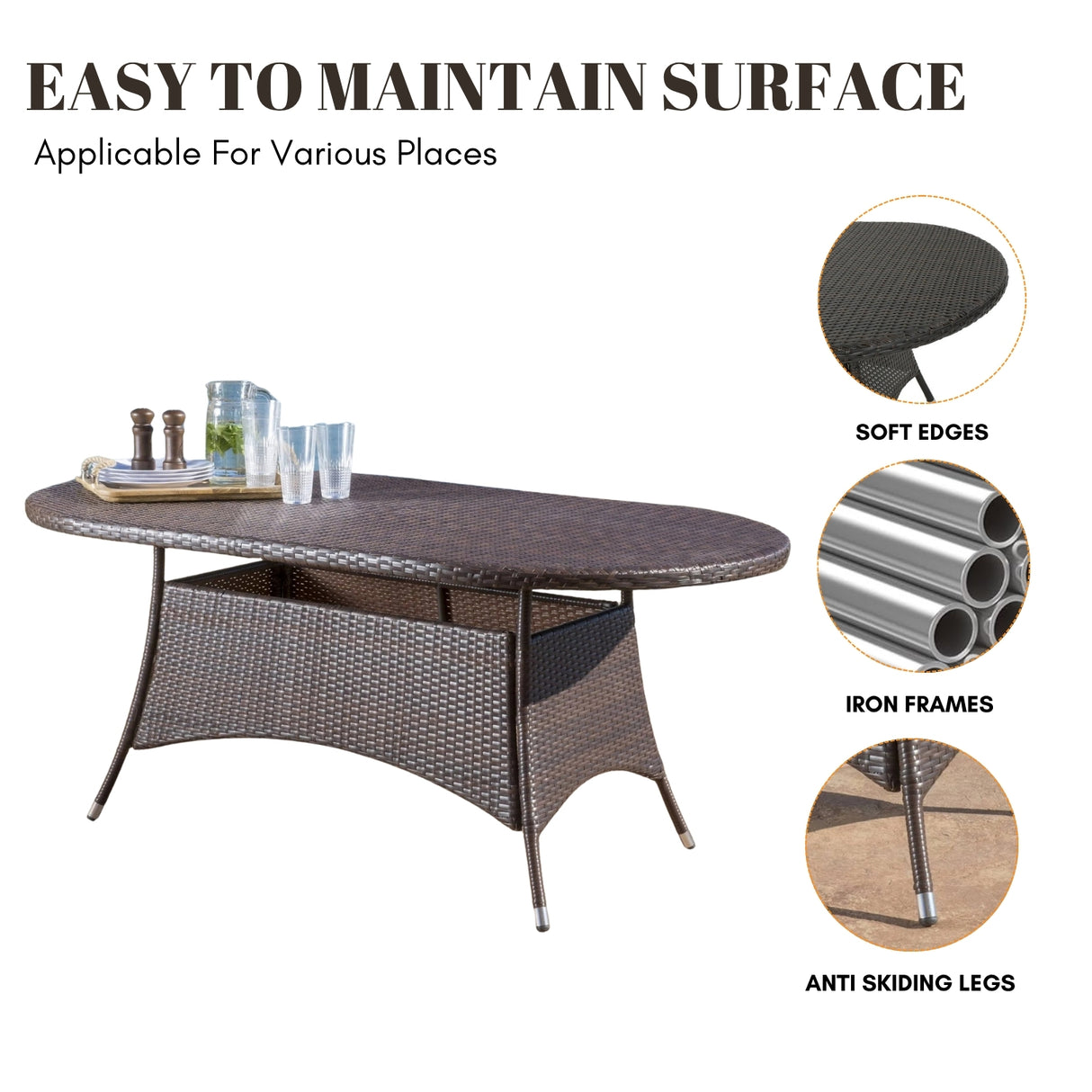 7-Piece Outdoor Rattan Wicker Dining Table Set