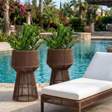 Devoko Outdoor Rope Planter Stand Set (Brown)