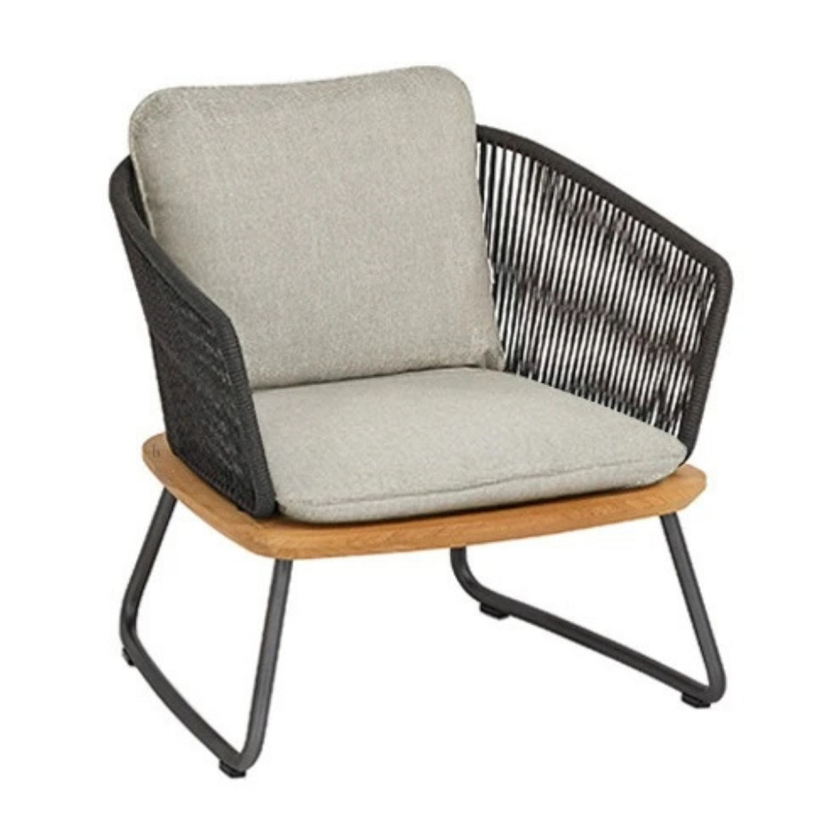 Outdoor Rope 4-Piece Sofa Set With Wooden Top Table
