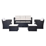 6 Piece Outdoor Conversation Set All Weather Wicker Sectional Sofa