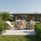 4 Piece Outdoor Rope Sofa Set (Beige & Cream)