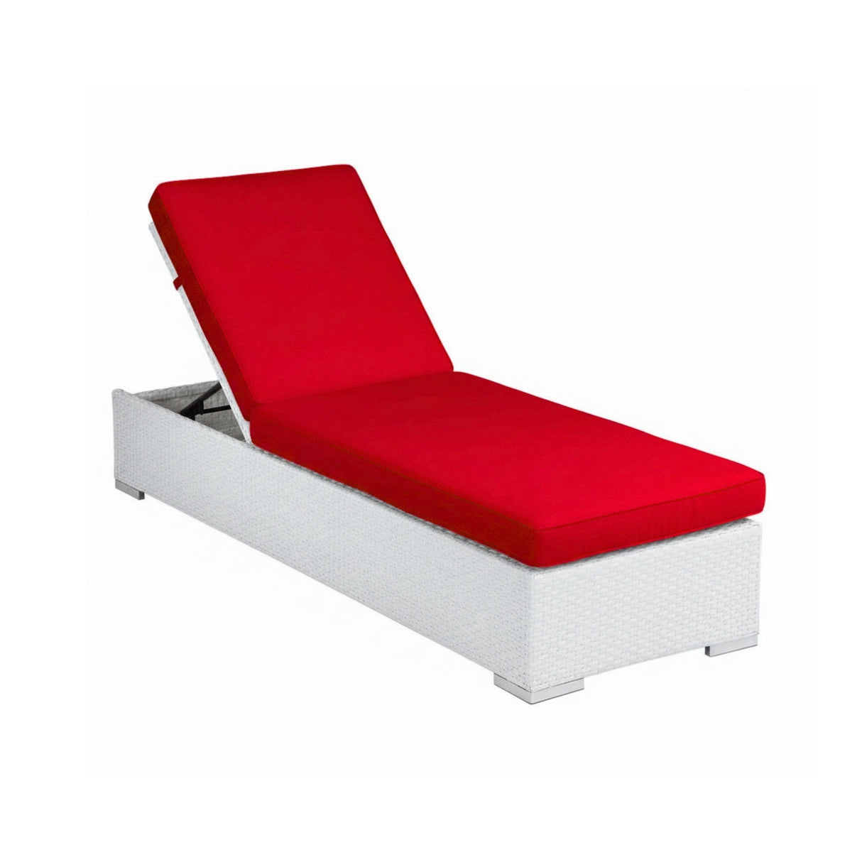 Outdoor All-Weather Rattan Wicker Lounger (White & Red)