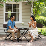 3-Piece Outdoor Wicker Folding Patio Set (Dark Brown)