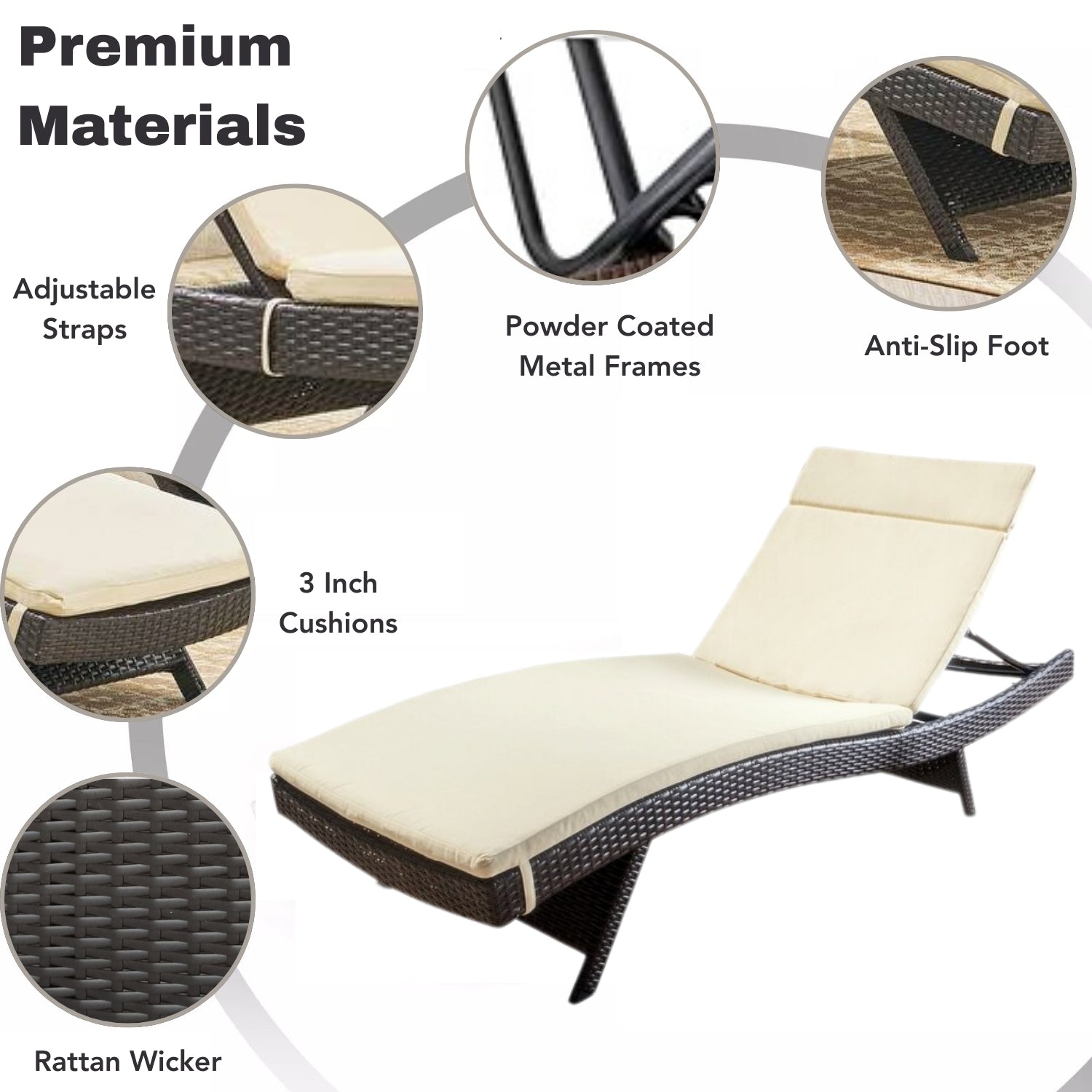 All-Weather Rattan Wicker Outdoor Chaise Lounge Chair Set of 2