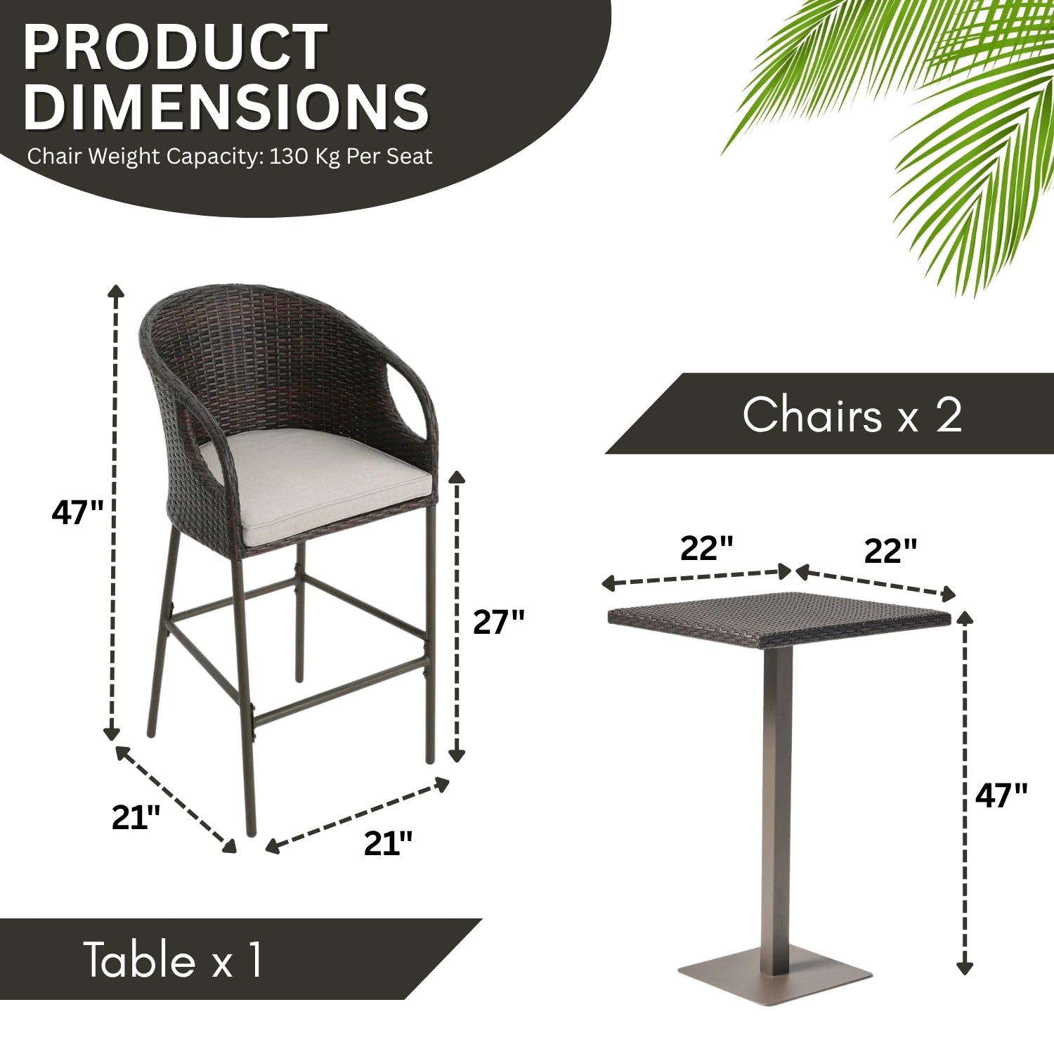 Outdoor Bar Set with High Top Table – All-Weather Rattan