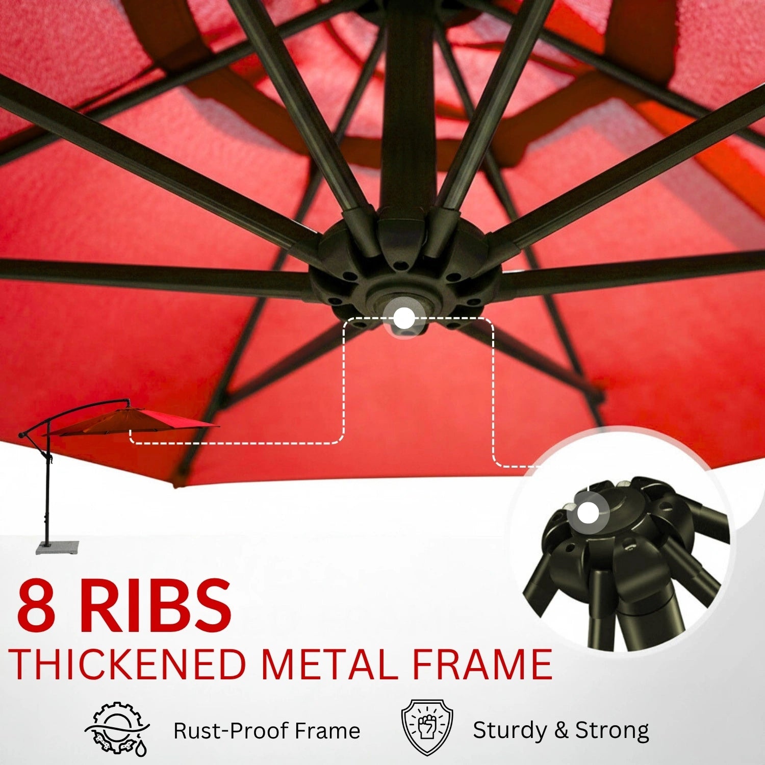 9 Ft Outdoor Offset Cantilever Patio Umbrella with Granite Base