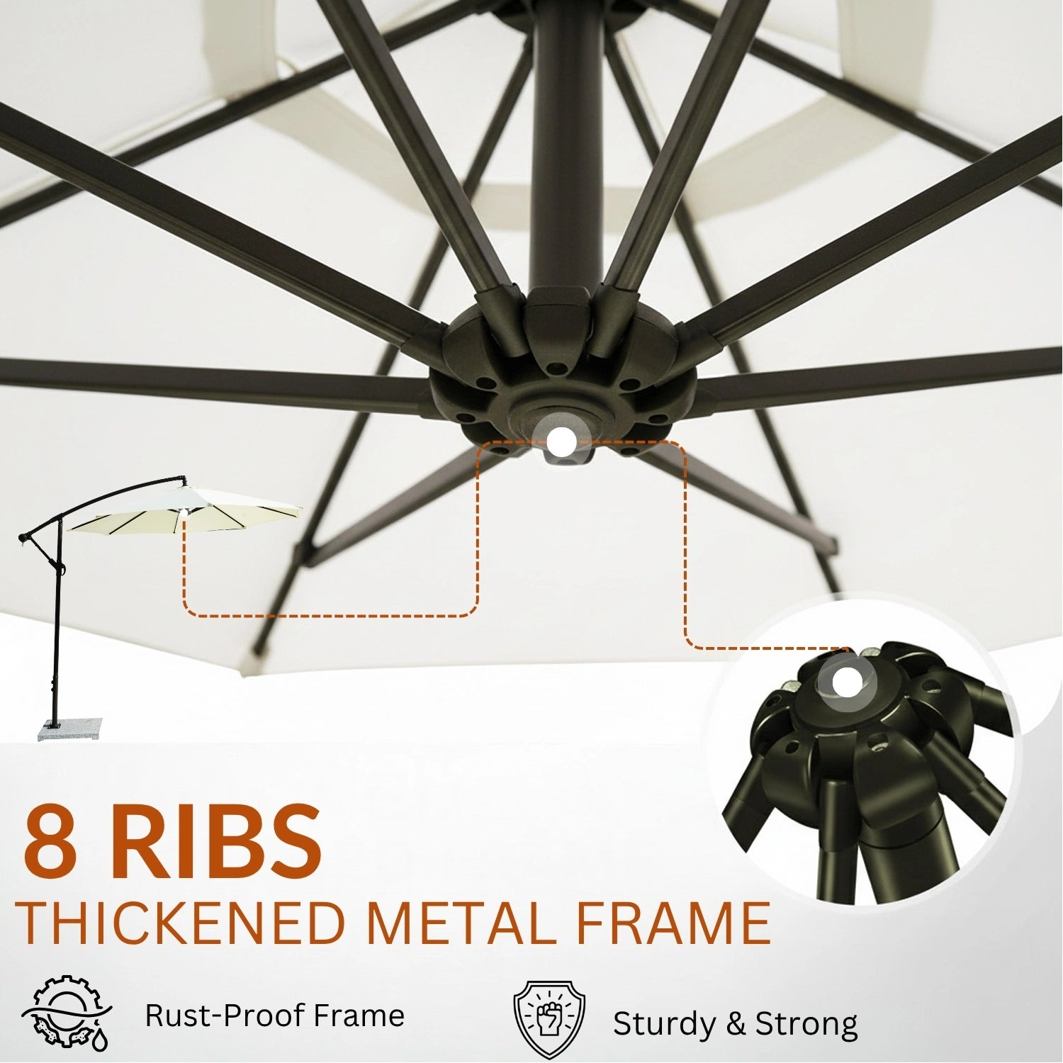 9 Ft Outdoor Offset Cantilever Patio Umbrella with Granite Base