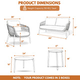 Outdoor 4 Seater Rope Conversation Sofa Set