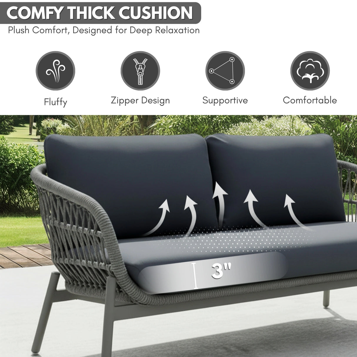 Outdoor 4 Seater Rope Conversation Sofa Set