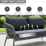 Outdoor 4 Seater Rope Conversation Sofa Set