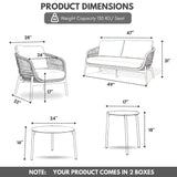 Outdoor 4 Seater Rope Conversation Sofa Set