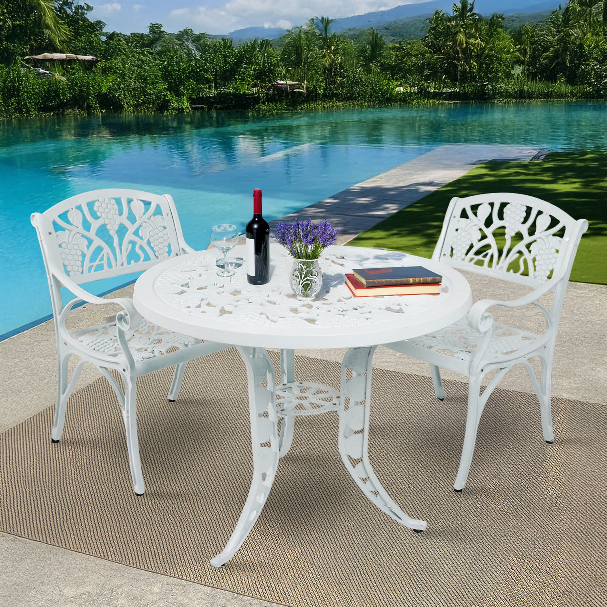 Outdoor 3-Piece Cast Aluminum Patio Bistro Set