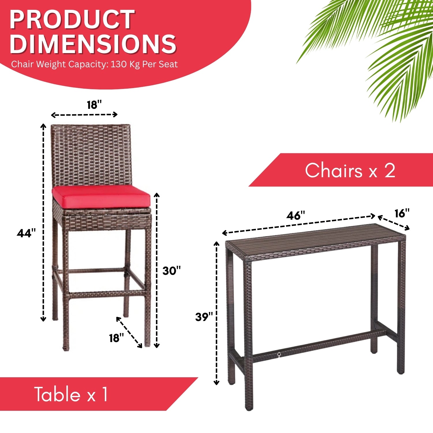All-Weather Rattan Wicker Bar Set with High-Top Outdoor Table & Chairs