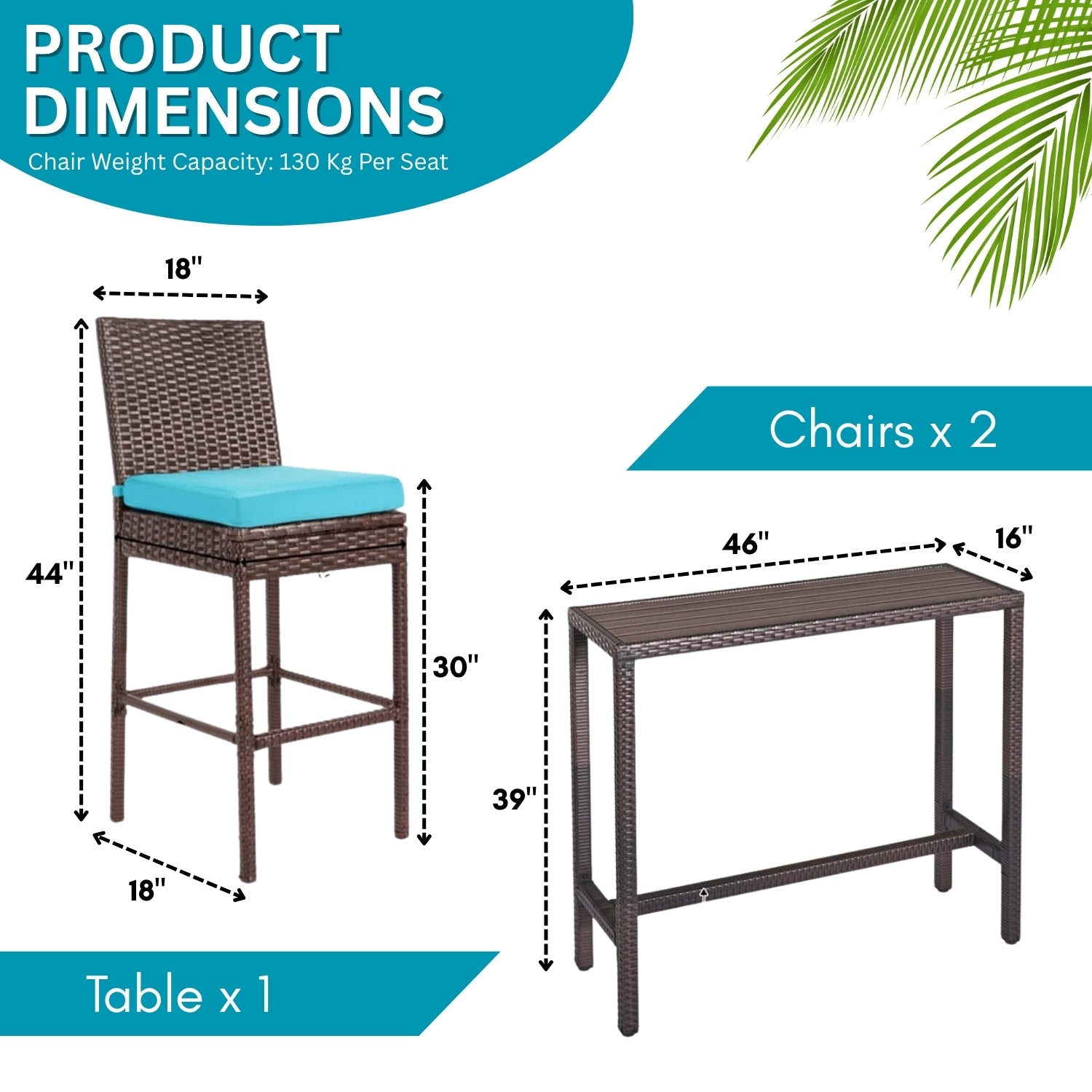 All-Weather Rattan Wicker Bar Set with High-Top Outdoor Table & Chairs