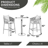 Outdoor Rope 5-Piece Bar Set With a High-Top Round Table