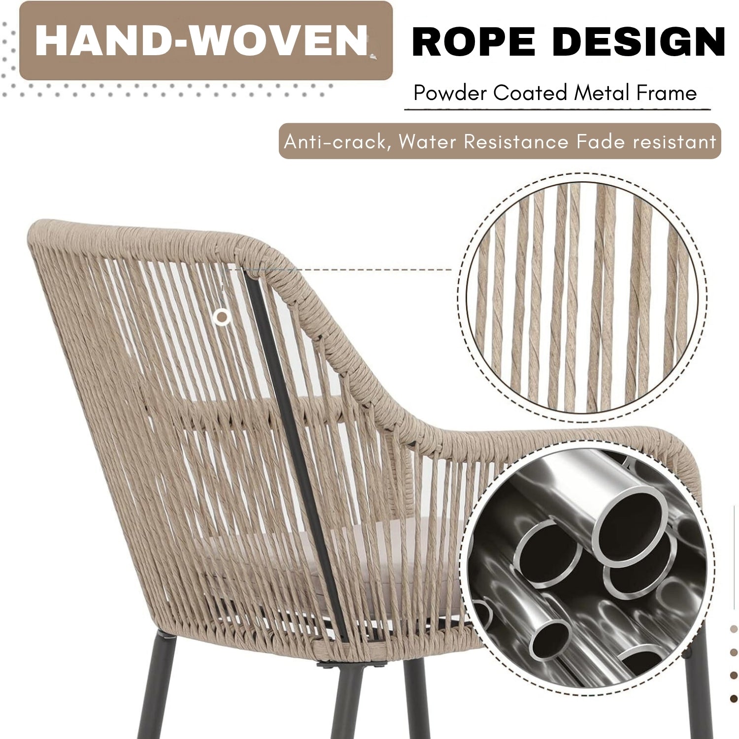 Premium Outdoor Rope 5-Piece Bar Set With a High-Top Table