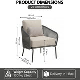 Outdoor Rope 2-Piece Sofa Chairs (Grey & Off-White)