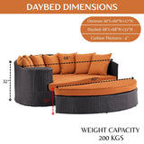 Outdoor Rattan Wicker Daybed (Dark Brown & Orange)