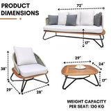 5-Seater Outdoor All-Weather Rope Sofa Set With Wooden Base