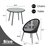 5-Piece Outdoor Patio Dining Set with Rope Chairs