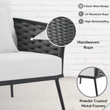 4 Piece Outdoor Rope Sofa Set with Wooden Top Table