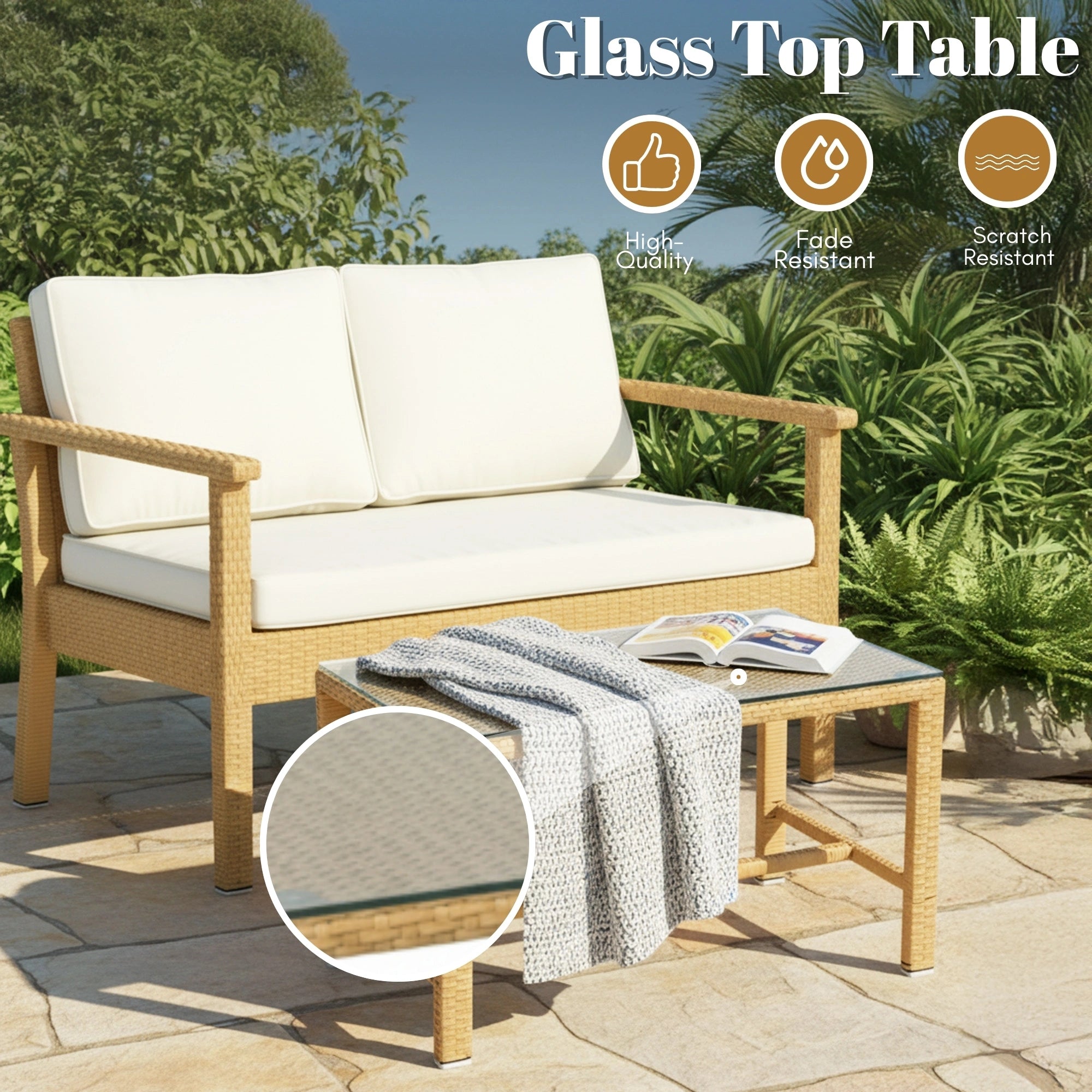 4 Pieces Patio Furniture Set, Outdoor Sectional Sofa