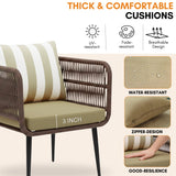 Outdoor 4-Seater Rope Conversation Set(Brown & Cream)