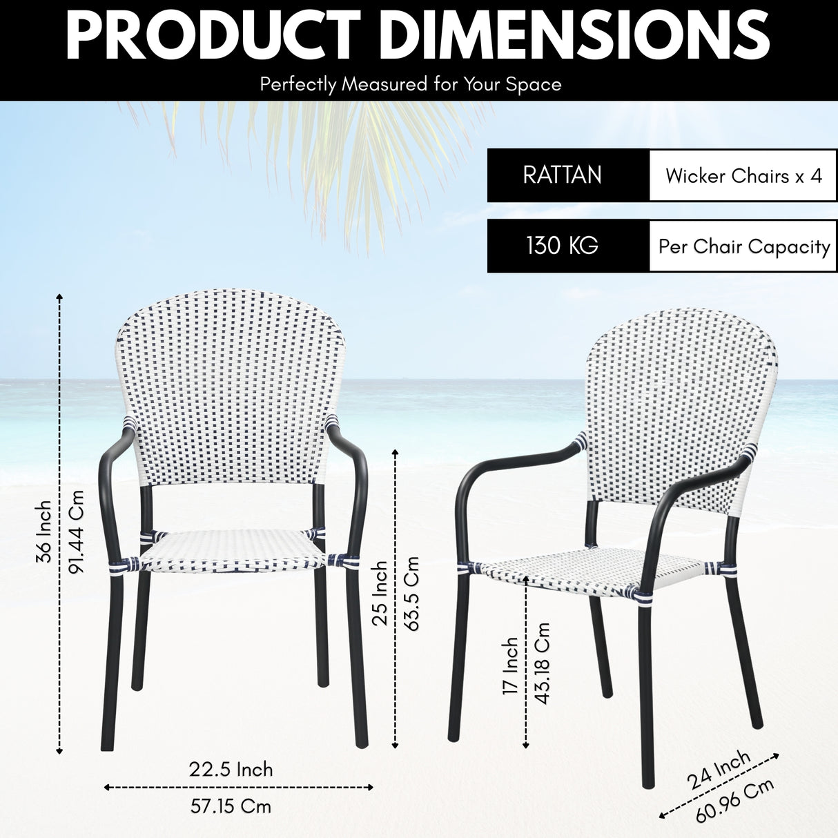 4-Piece Outdoor Rattan Wicker Patio Chairs