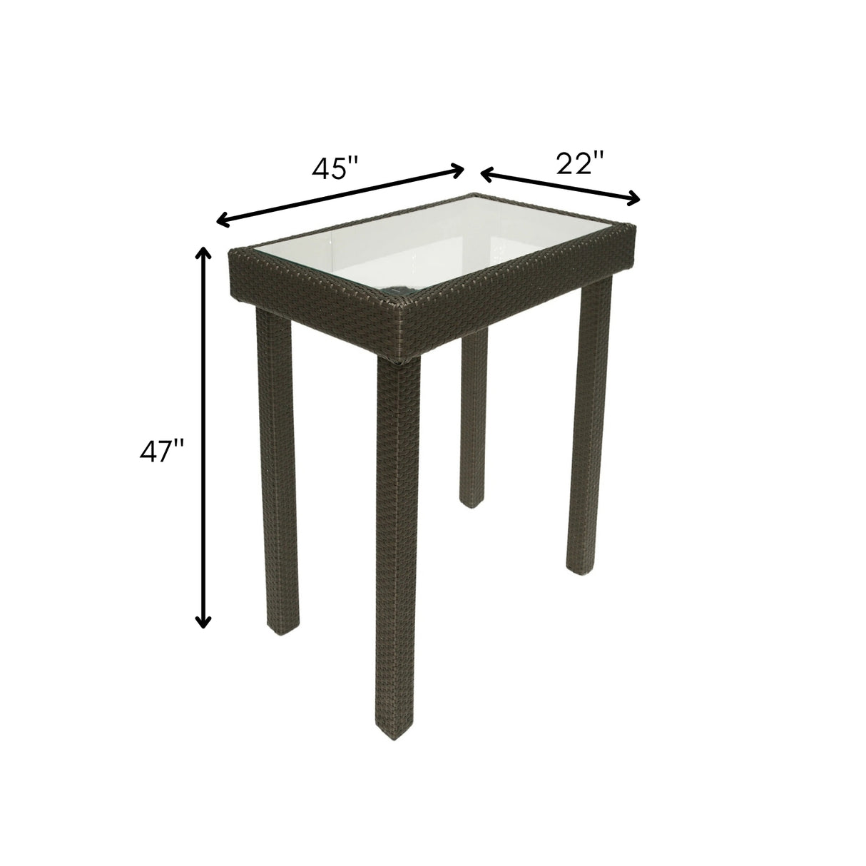 Outdoor Rattan Wicker Bar Glass Top Table