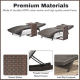 Outdoor Rattan Wicker Lounge Chairs Set of 2 with Matching Side Table