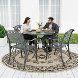 Outdoor Cast Aluminium 5-Piece Patio Bistro Set (Grey)