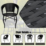 5-Piece Outdoor Rattan Wicker Patio Bistro Set