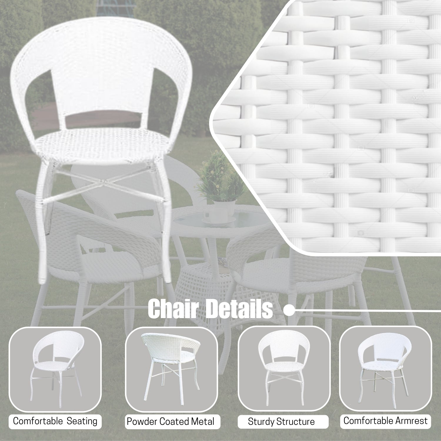 5-Piece Outdoor Rattan Wicker Patio Bistro Set