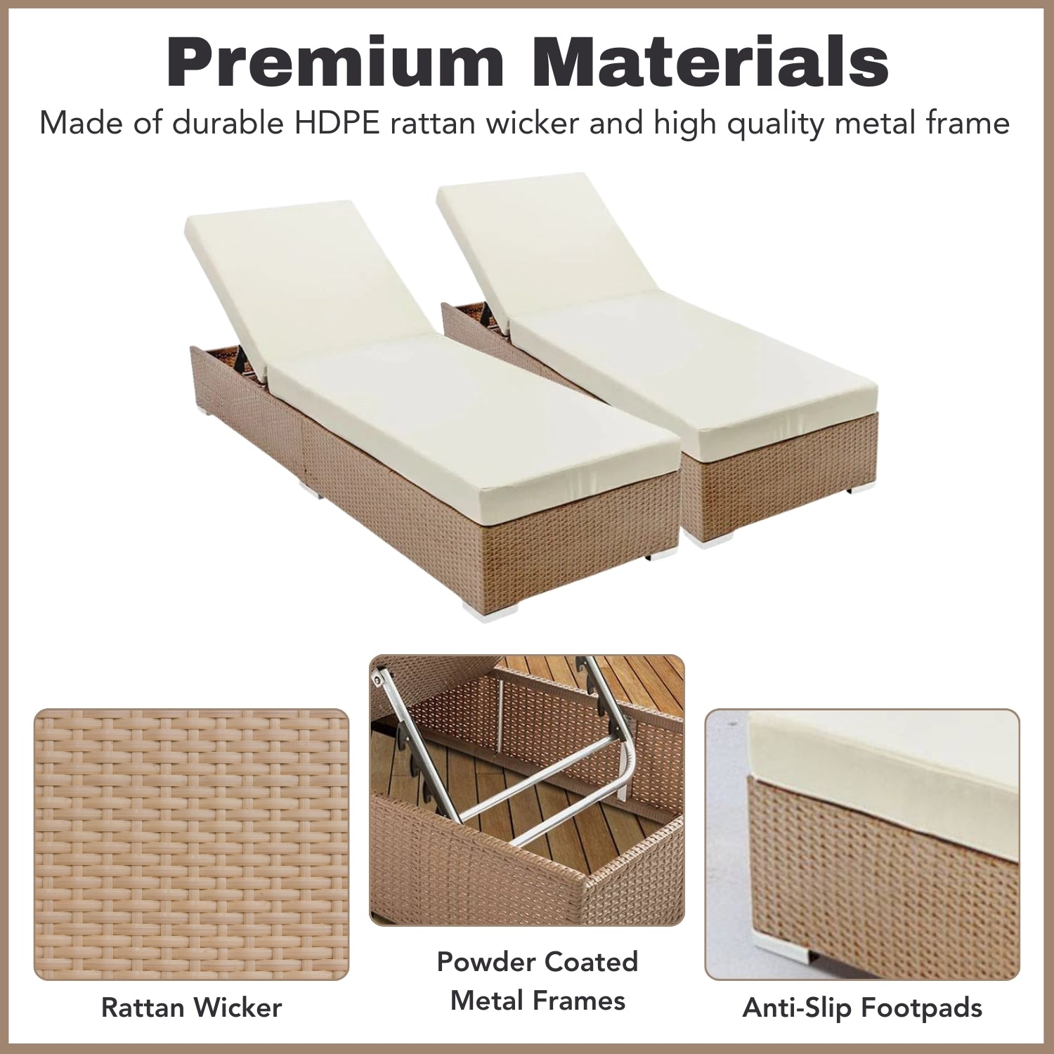 Outdoor 2-Piece Chaise Lounge Chair with Adjustable Settings and Cushions