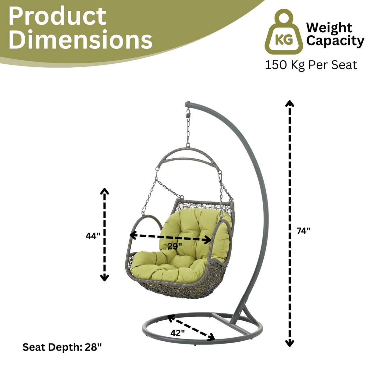 Outdoor Rattan Wicker Hanging Swing Chair with Cushion