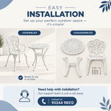 Outdoor 3-Piece Cast Aluminum Bistro Set (White)