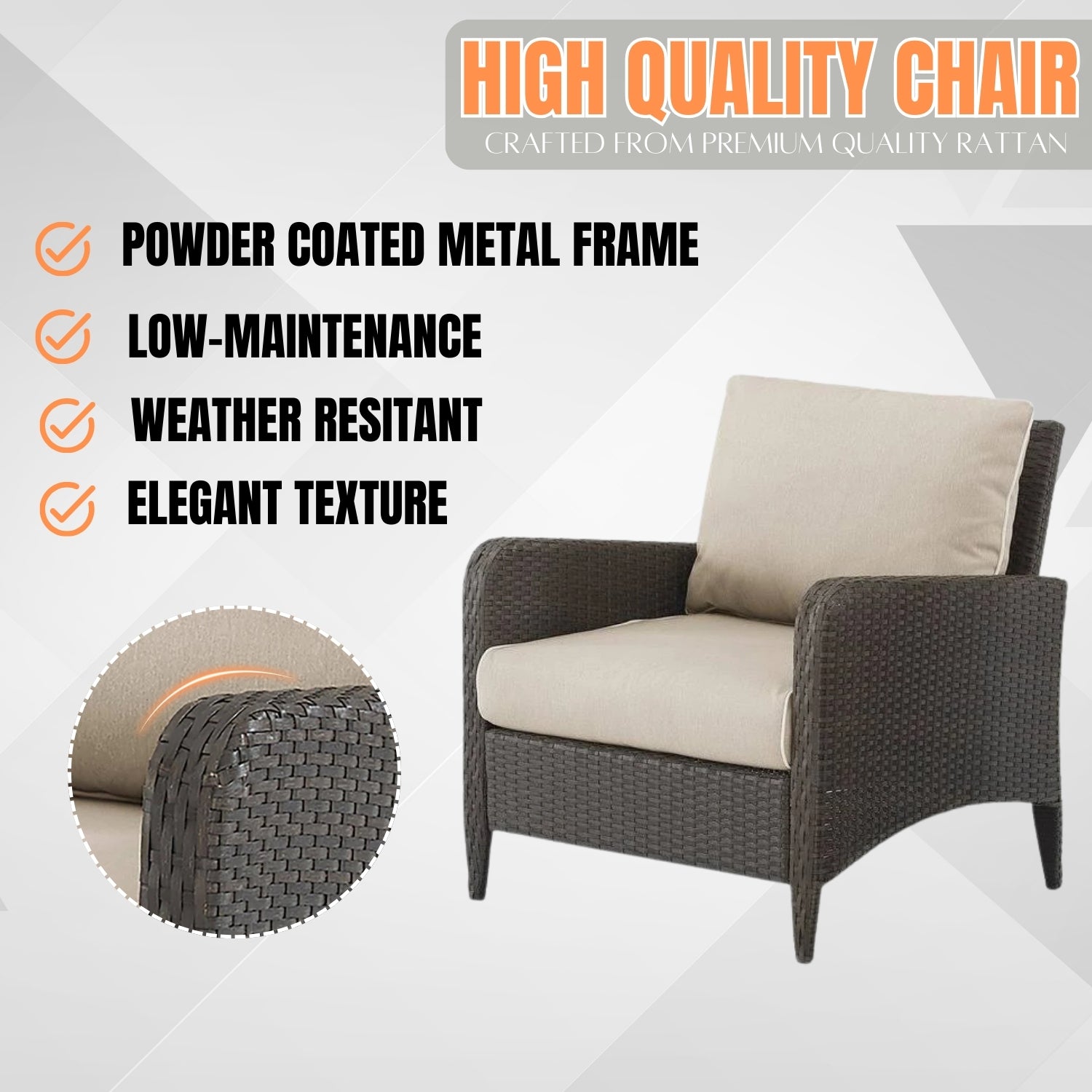 Outdoor 4 Piece Patio Wicker Furniture Set