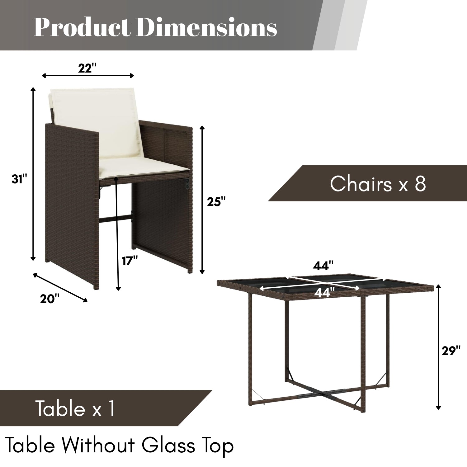 Outdoor Rattan Wicker Dinning Set 9-Piece