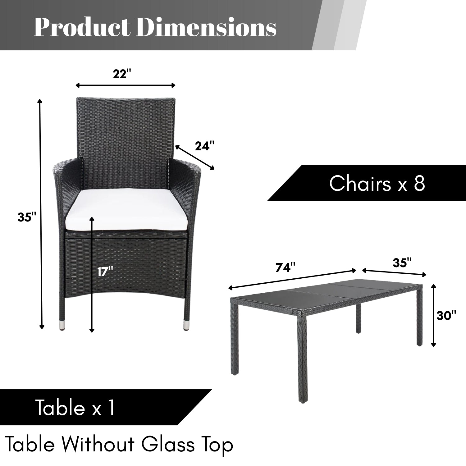 9-Piece Outdoor Rattan Wicker Dinning Table Set