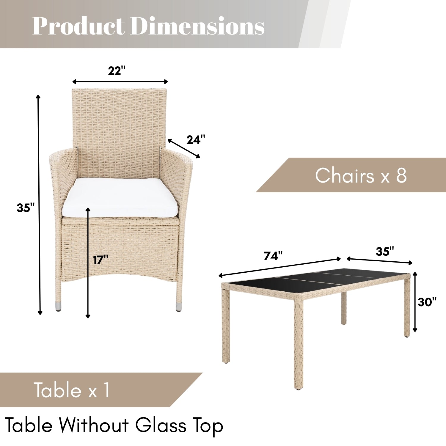 9-Piece Outdoor Rattan Wicker Dinning Table Set