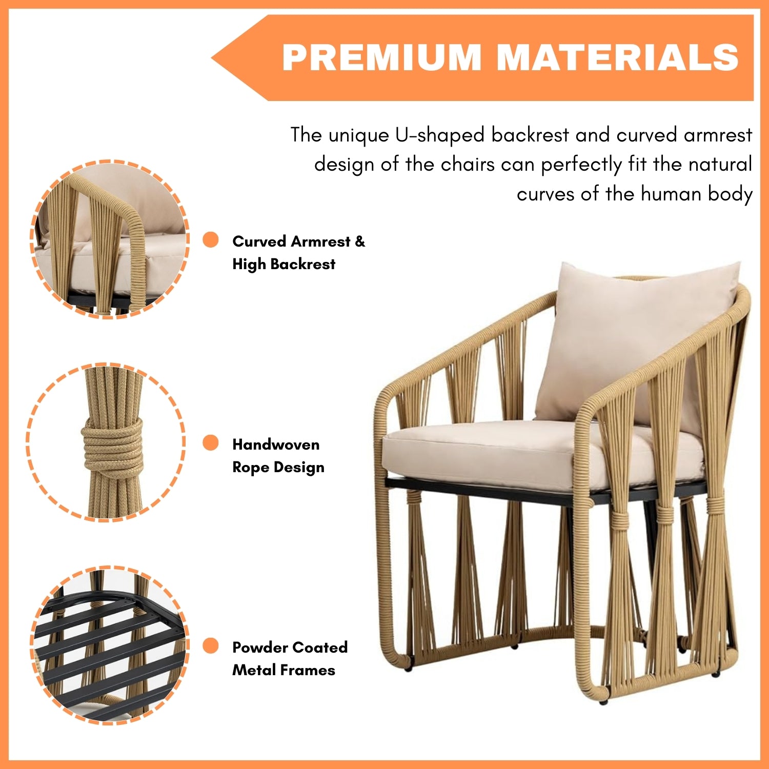 Outdoor Rope 3-Piece Patio Set