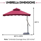 10ft Side Pole Square Shape Outdoor Umbrella With Marble Base (Red)