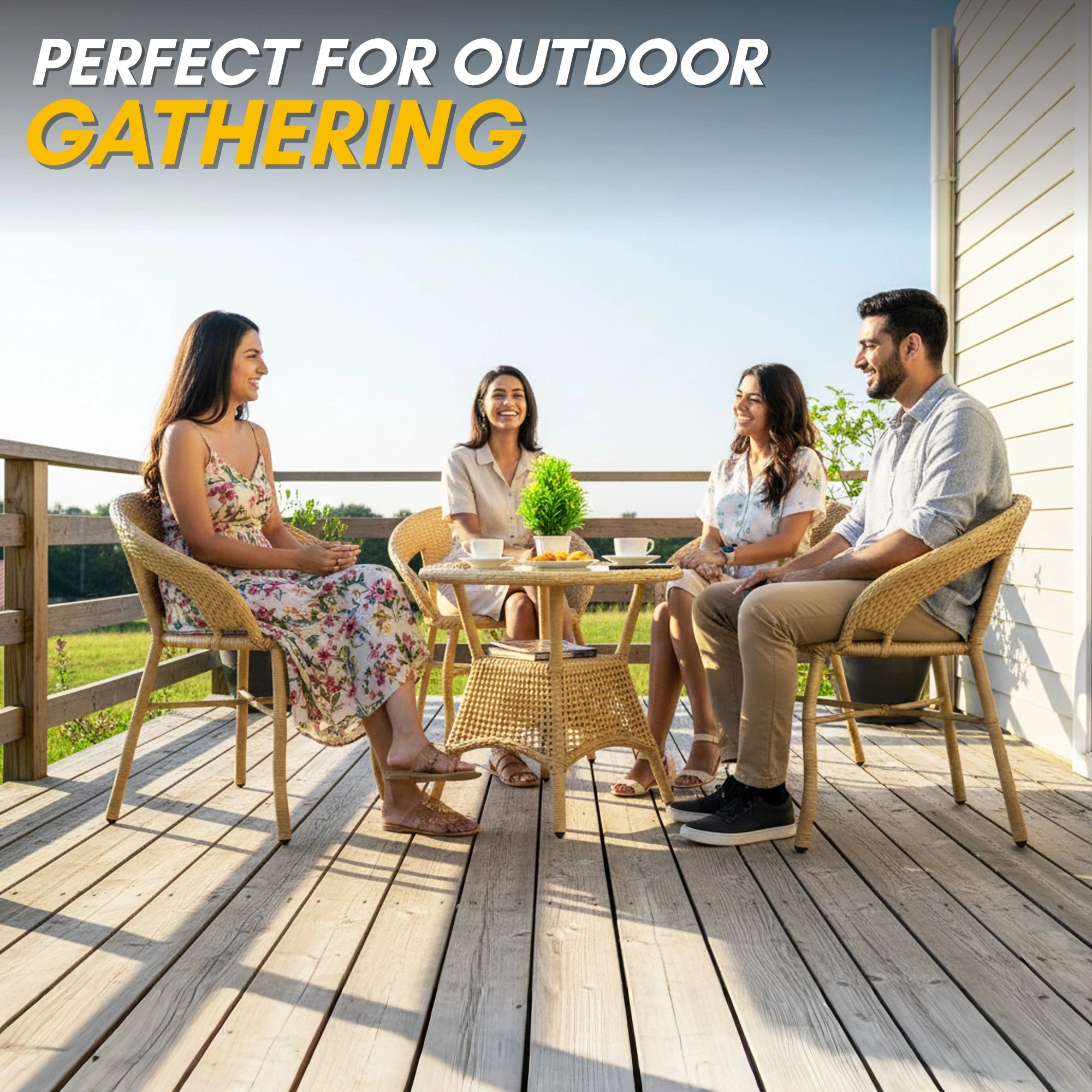 5-Piece Outdoor Rattan Wicker Patio Bistro Set