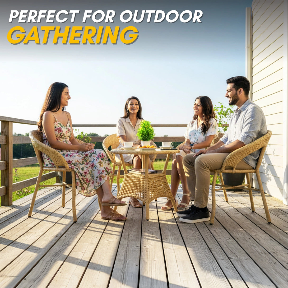 5-Piece Outdoor Rattan Wicker Patio Bistro Set