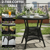 Outdoor Wicker 3-Piece Patio Set with Outdoor Umbrella