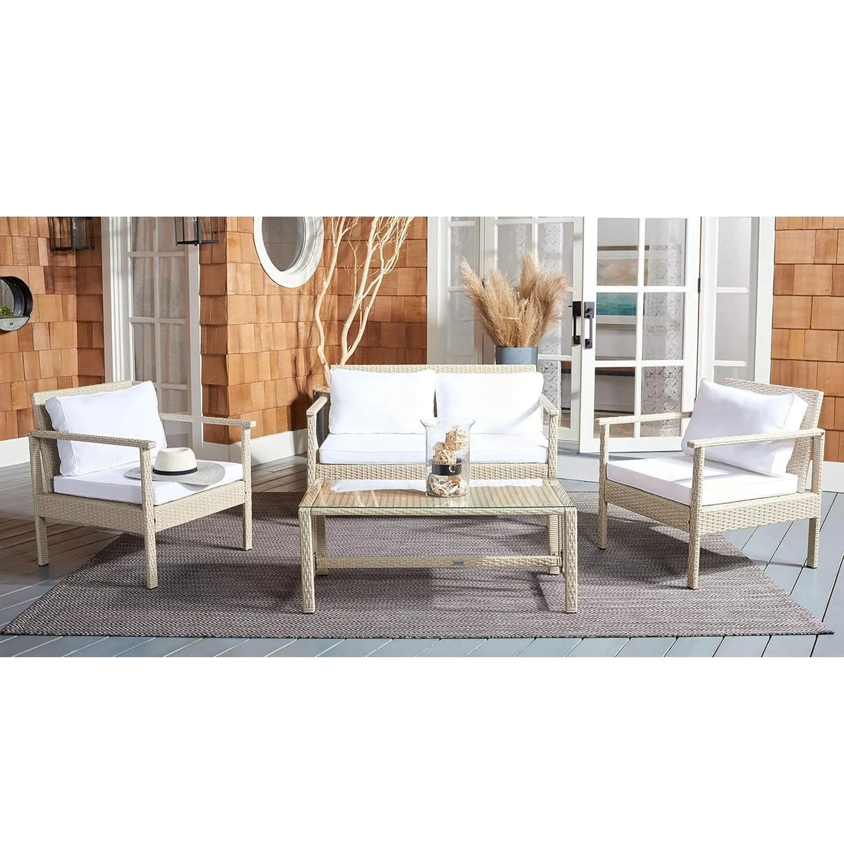 4 Pieces Patio Furniture Set, Outdoor Sectional Sofa